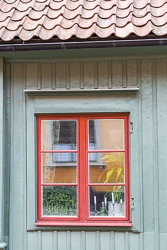 Sweden, Stockholm. Reflection in window. Art Print